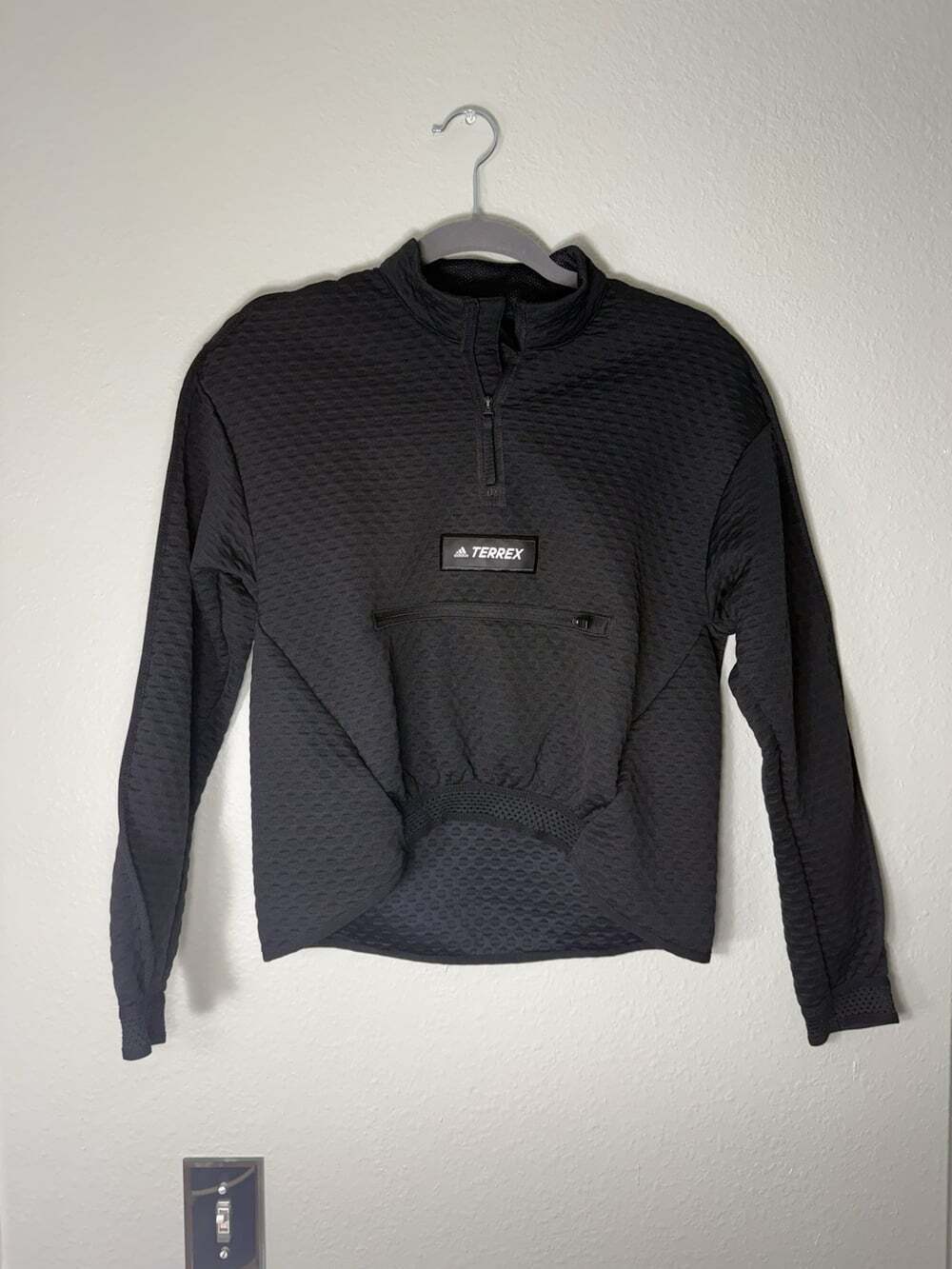 Adidas Women's Terrex Pullover Quarter Zip XS Black Waffle Knit
